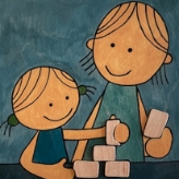 Clipart Kind stapelt Steine